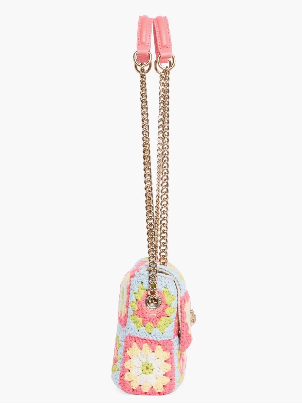 Kurt Geiger Crochet Floral Shoulder Bag in Pink, Light Blue and Yellow - Picture 5 of 6